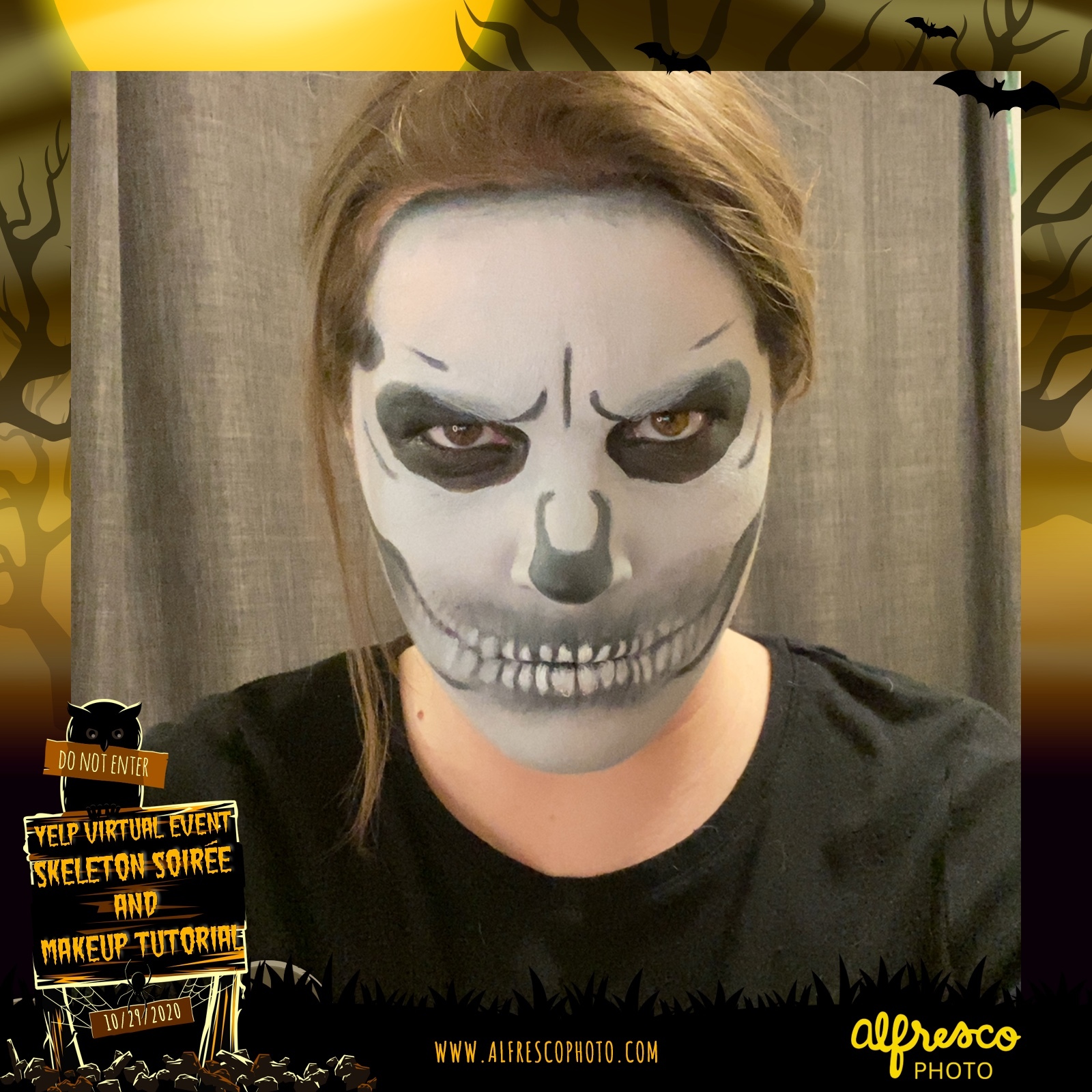 Yelp Skeleton Makeup Tutorial | View more photos from the event at events.alfrescophoto.com/u/AlfrescoPhoto/Yelp-Skeleton-Makeup-Tutorial